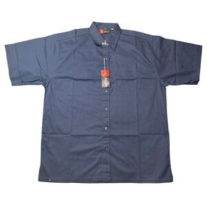 VTG Arjun Mens Short Sleeve Button Up Shirt Navy Blue 2XL 100% Cotton NWOT
